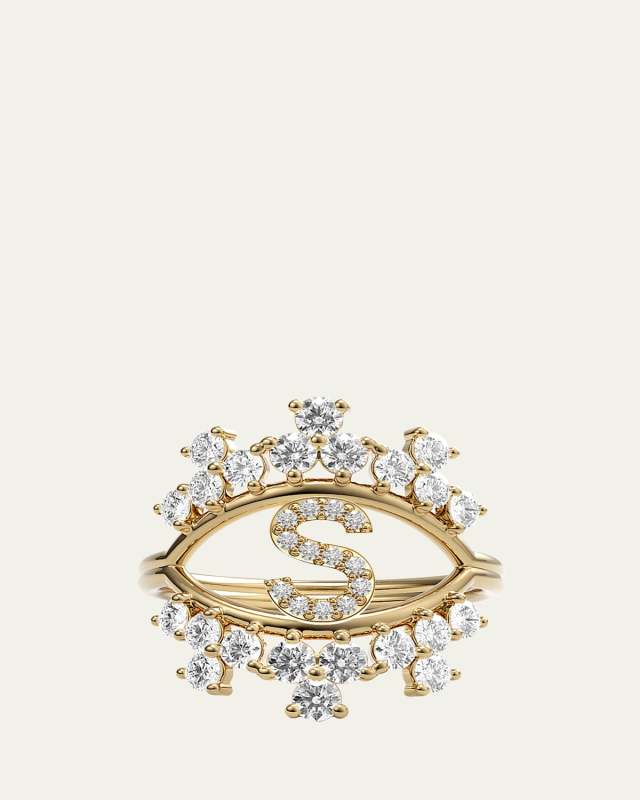 Sara 18K Yellow Gold Diamond Ring, Letter